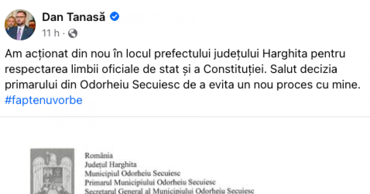 Dan Tanasă köszönetet mondott Gálfinak