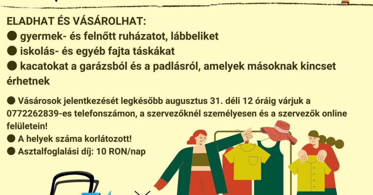 Második iskolakezdési kirakodóvásár