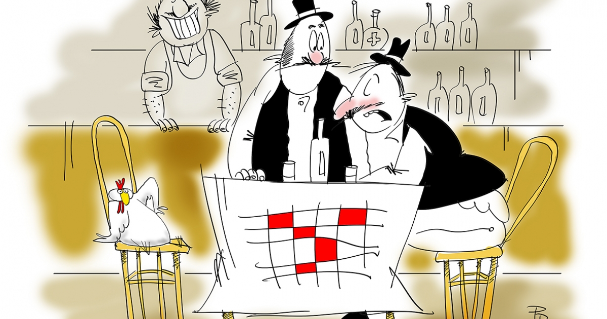 Mikor Pista rajzol, mindig Csürkét majszol.