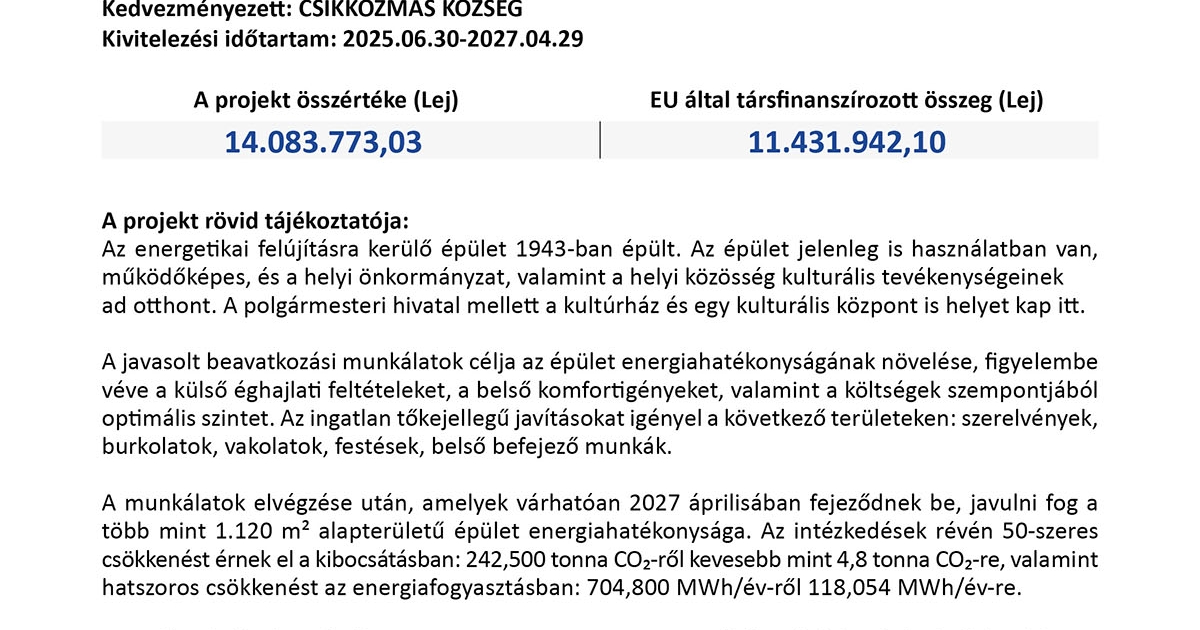 Sajtóközlemény - Projektindítás