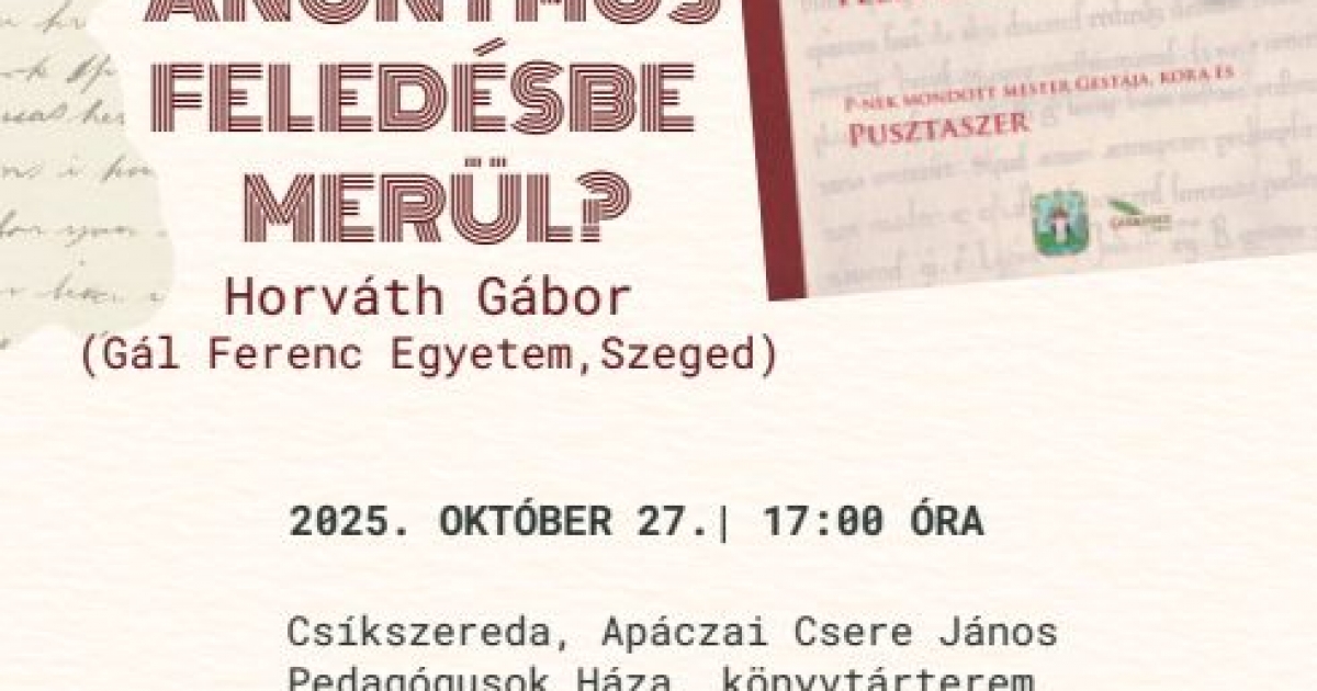 Könyvbemutató: Anonymus feledésbe merül?