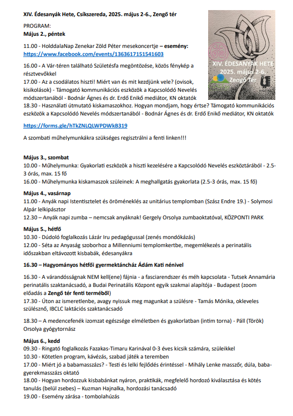 Öt napon át az édesanyákat és az anyaságot ünneplik Csíkszeredában